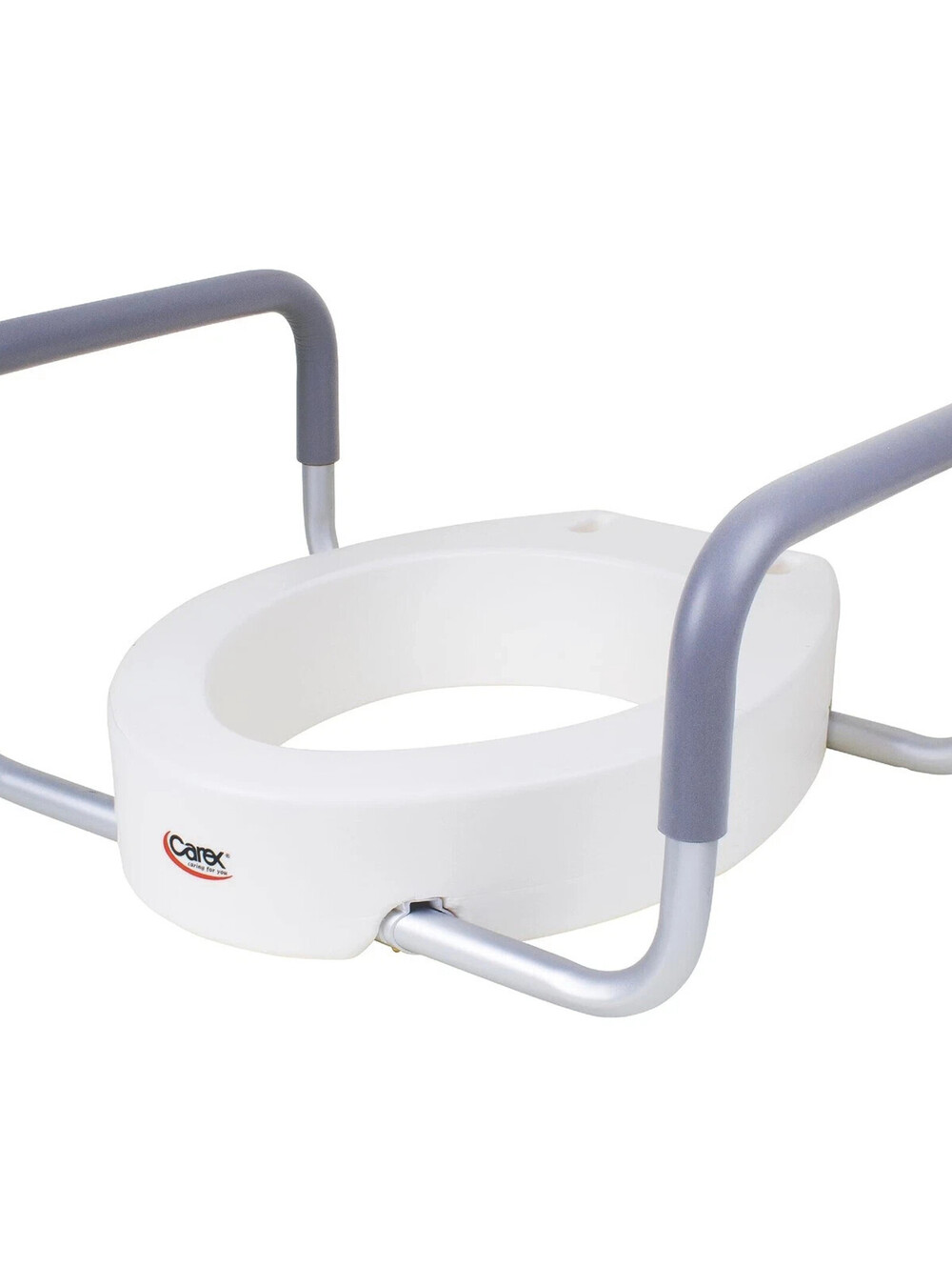 Carex 3.5 Inch Raised Toilet Seat with Arms, Round Toilet Seat Riser, White